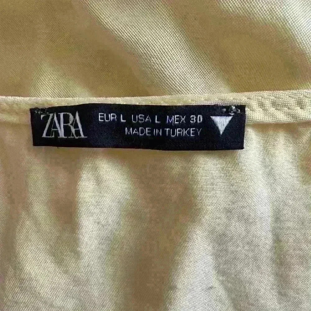 ZARA Yellow Bat wing Summer lightweight soft dress -Size Large - Picture 5 of 6